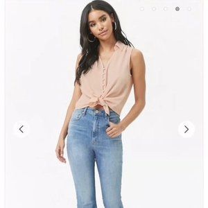 Pink Forever 21 Button Down Blouse